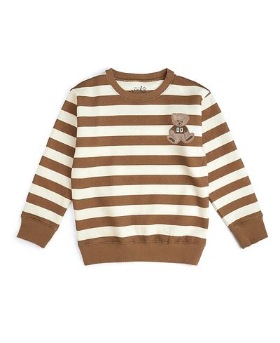 Sweet Wink Sweet Wink Boys' Teddy Bear Patch Striped Sweatshirt