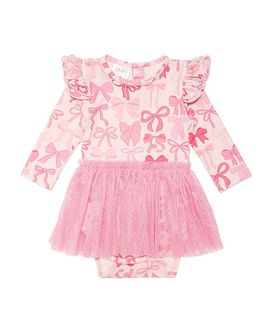 Sweet Wink Sweet Wink Coquette Bow Long Sleeve Tutu Bodysuit