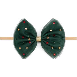 Sweet Wink Sweet Wink Emerald Rhinestone Christmas Tulle Bow Baby Headband (Baby)