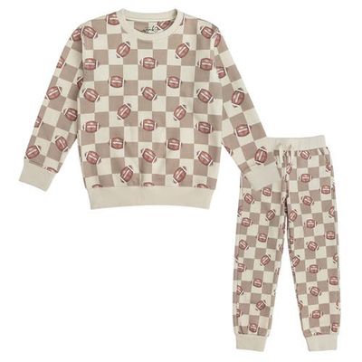 Sweet Wink Sweet Wink Football Checkered Sweatshirt & Jogger Set