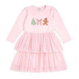 Sweet Wink Sweet Wink Gingerbread Embroidered Christmas Long Sleeve Tutu Dress