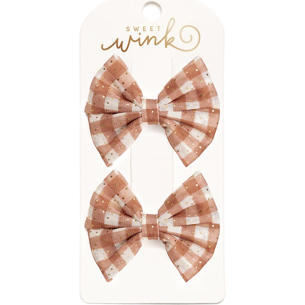Sweet Wink Sweet Wink Gingham Printed Tulle Bow Clip Set