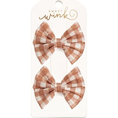 Sweet Wink Sweet Wink Gingham Printed Tulle Bow Clip Set