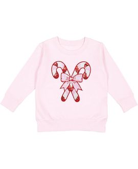 Sweet Wink Sweet Wink Girl Candy Cane Patch Christmas Sweatshirt- Little Kid, Big Kid