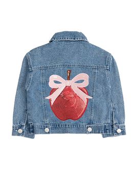 Sweet Wink Sweet Wink Girls' Apple Bow Sequin Patch Denim Jacket