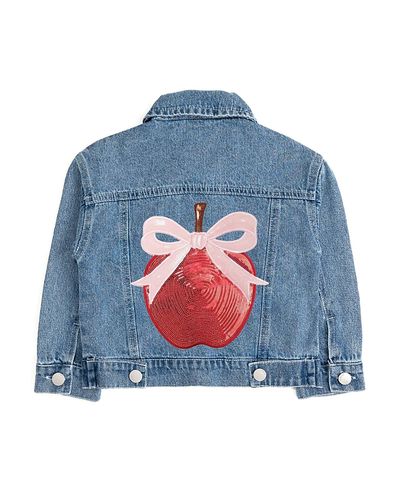 Sweet Wink Sweet Wink Girls' Apple Bow Sequin Patch Denim Jacket