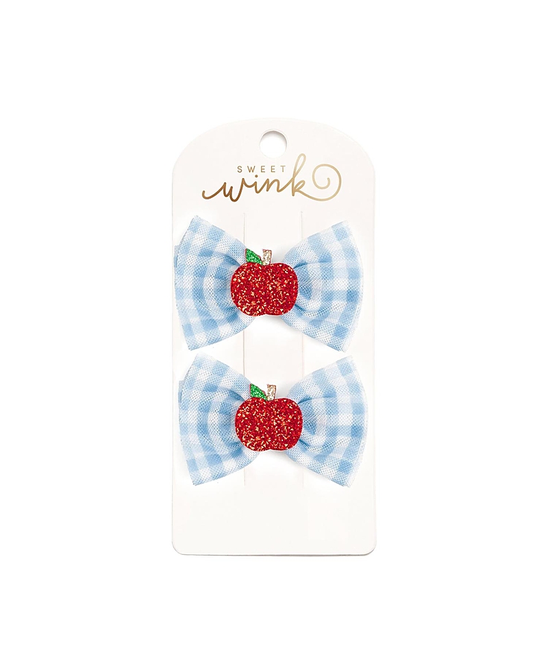 Sweet Wink Sweet Wink Girls' Apple Gingham Tulle Bow Clip Set