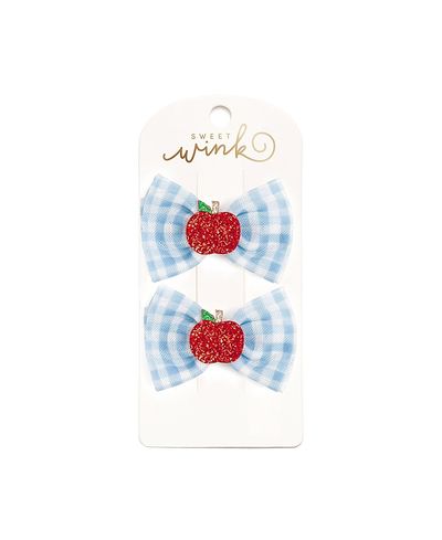Sweet Wink Sweet Wink Girls' Apple Gingham Tulle Bow Clip Set
