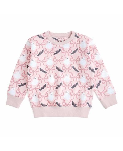 Sweet Wink Sweet Wink Girls' Bat and Ghost Trellis Halloween Sweatshirt