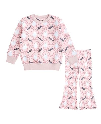 Sweet Wink Sweet Wink Girls' Bat and Ghost Trellis Halloween Sweatshirt & Flare Legging Set