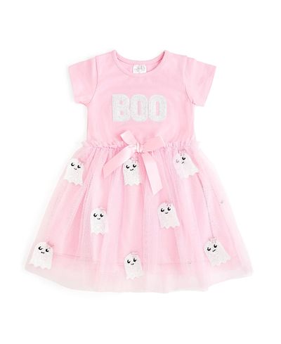 Sweet Wink Sweet Wink Girls' Boo Sequin Patch Halloween Short Sleeve Tutu Dress