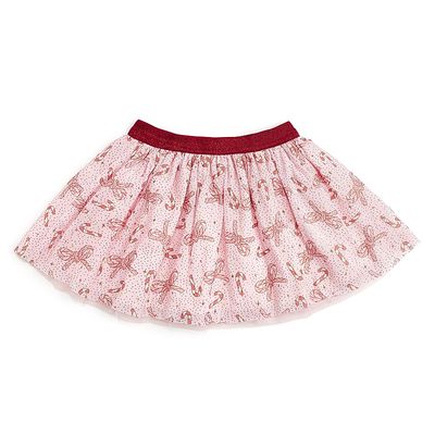 Sweet Wink Sweet Wink Girls' Candy Cane Bow Printed Christmas Tutu Skirt