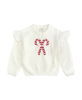 Sweet Wink Sweet Wink Girls' Candy Cane Christmas Ruffle Sweater