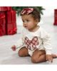 Sweet Wink Sweet Wink Girls' Christmas Plaid Bow Patch Long Sleeve Romper - 2