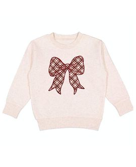 Sweet Wink Sweet Wink Girls' Christmas Plaid Bow Patch Sweatshirt
