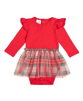 Sweet Wink Sweet Wink Girls' Christmas Plaid Long Sleeve Tutu Bodysuit
