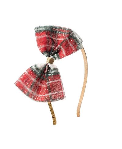 Sweet Wink Sweet Wink Girls' Christmas Plaid Tulle Bow Headband