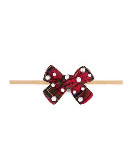 Sweet Wink Sweet Wink Girls' Christmas Tartan Pearl Bow Baby Headband