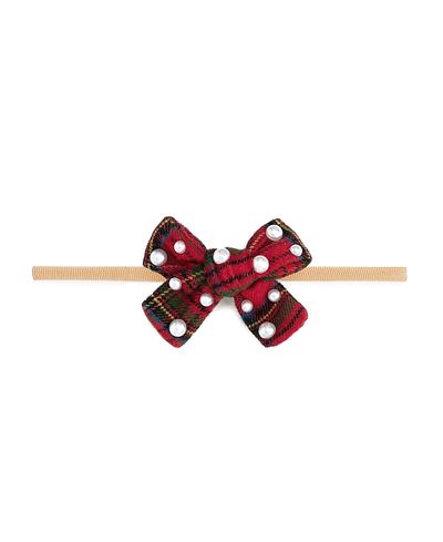 Sweet Wink Sweet Wink Girls' Christmas Tartan Pearl Bow Baby Headband