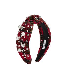 Sweet Wink Sweet Wink Girls' Christmas Tartan Pearl Headband