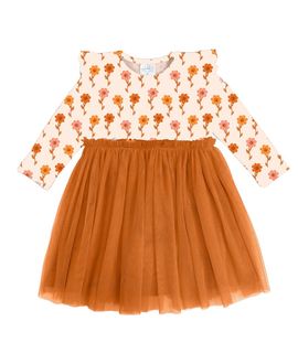Sweet Wink Sweet Wink Girls' Cinnamon Floral Long Sleeve Tutu Dress