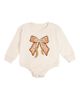 Sweet Wink Sweet Wink Girls' Cinnamon Plaid Bow Patch Long Sleeve Romper - 1