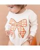 Sweet Wink Sweet Wink Girls' Cinnamon Plaid Bow Patch Long Sleeve Romper - 3