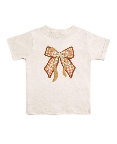 Sweet Wink Sweet Wink Girls' Cinnamon Plaid Bow Patch Short Sleeve T-Shirt