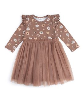 Sweet Wink Sweet Wink Girls' Ditsy Fall Floral Long Sleeve Tutu Dress