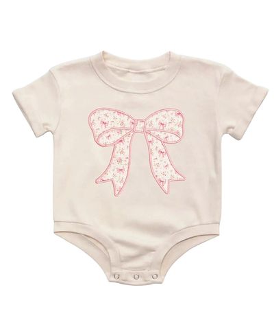 Sweet Wink Sweet Wink Girls' Ditsy Floral Bow Patch Short Sleeve Romper