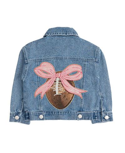 Sweet Wink Sweet Wink Girls' Football Sequin Patch Denim Jacket