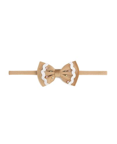 Sweet Wink Sweet Wink Girls' Gingerbread Christmas Velvet Bow Baby Headband