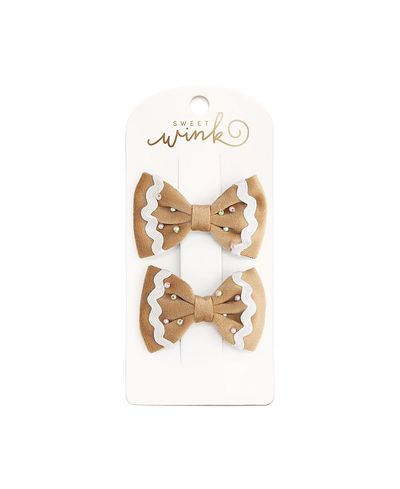 Sweet Wink Sweet Wink Girls' Gingerbread Christmas Velvet Bow Clip Set