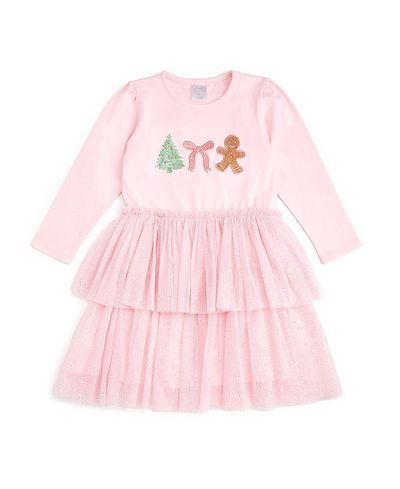 Sweet Wink Sweet Wink Girls' Gingerbread Embroidered Christmas Long Sleeve Tutu Dress