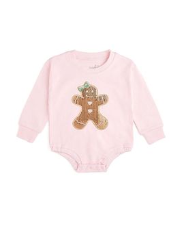 Sweet Wink Sweet Wink Girls' Gingerbread Sequin Patch Christmas Long Sleeve Romper