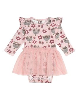 Sweet Wink Sweet Wink Girls' Hanukkah Long Sleeve Tutu Bodysuit