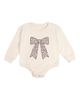 Sweet Wink Sweet Wink Girls' Mocha Floral Bow Patch Long Sleeve Romper - 1