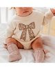 Sweet Wink Sweet Wink Girls' Mocha Floral Bow Patch Long Sleeve Romper - 3