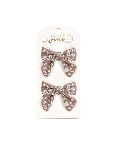 Sweet Wink Sweet Wink Girls' Mocha Floral Lace Bow Clip Set