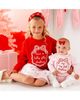 Sweet Wink Sweet Wink Girls' My First Christmas Sequin Bow Patch Long Sleeve Romper - 4