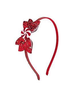 Sweet Wink Sweet Wink Girls' Peppermint Glitter Christmas Bow Headband