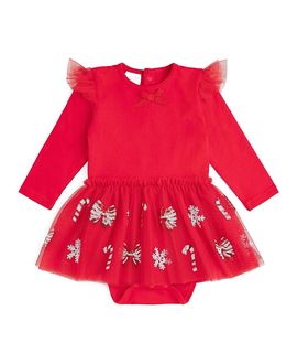 Sweet Wink Sweet Wink Girls' Peppermint Swirl Christmas Long Sleeve Tutu Bodysuit