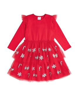 Sweet Wink Sweet Wink Girls' Peppermint Swirl Sequin Christmas Long Sleeve Tutu Dress