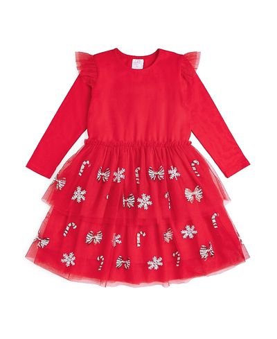 Sweet Wink Sweet Wink Girls' Peppermint Swirl Sequin Christmas Long Sleeve Tutu Dress