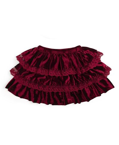 Sweet Wink Sweet Wink Girls' Ruby Red Velvet Tiered Christmas Skirt