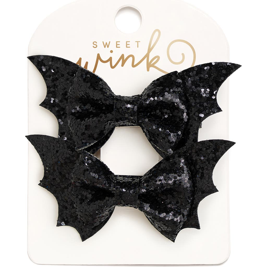 Sweet Wink Sweet Wink Glitter Bat Halloween Bow Clip Set