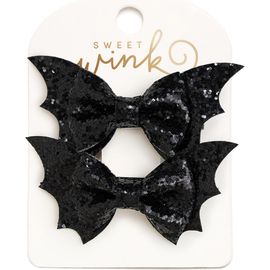Sweet Wink Sweet Wink Glitter Bat Halloween Bow Clip Set