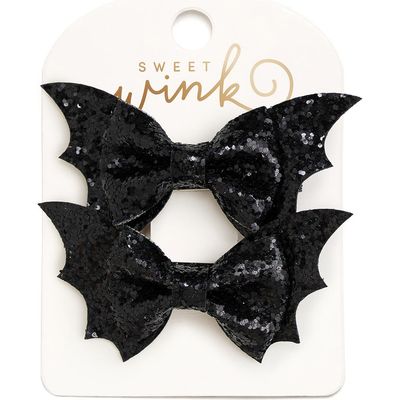 Sweet Wink Sweet Wink Glitter Bat Halloween Bow Clip Set
