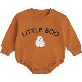 Sweet Wink Sweet Wink Little Boo Patch Halloween Long Sleeve Romper