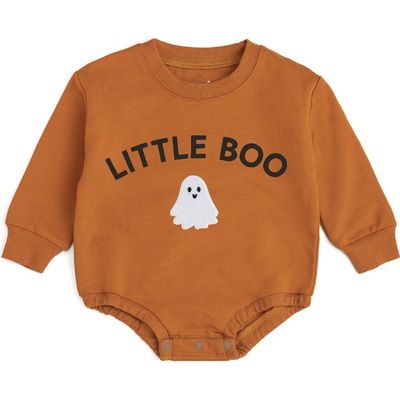 Sweet Wink Sweet Wink Little Boo Patch Halloween Long Sleeve Romper